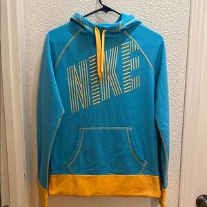Nike Blue and Yellow Hoodie M